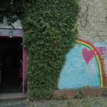 Entry to the 'gay house'--Bosenhuset--with rainbow and pink doors