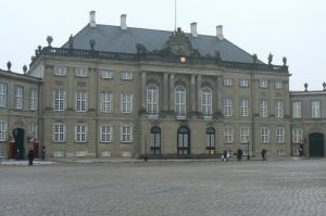 Amalienborg Palace plaza is where the royal palaces are located