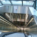 Gleaming escalator in train station