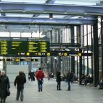 The modern interior of Malmo's train station