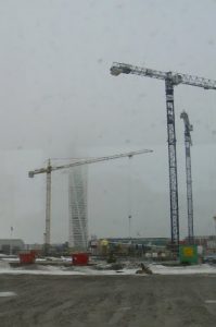 Among the new buildings towers the Turning Torso, a spectacular