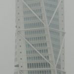 Close-up of the Turning Torso, a spectacular twisting skyscraper, 190