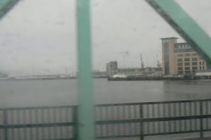 Malmo port area (blurry image taken from a bus on