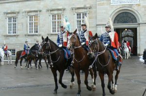 Queen's procession from parliament after formal reception for foreign ambassadors