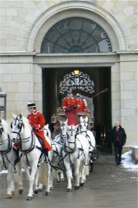 Queen's procession from parliament after formal reception for foreign ambassadors