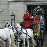 Queen's procession from parliament after formal reception for foreign ambassadors