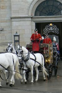 Queen's procession from parliament after formal reception for foreign ambassadors