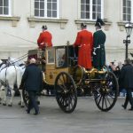 Queen's procession from parliament after formal reception for foreign ambassadors