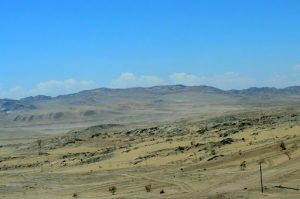 Rock outcroppings and sand