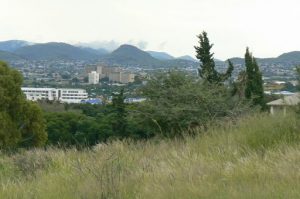 Overview of Windhoek; it is located in a basin between
