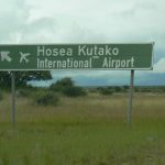 Windhoek airport sign (20 miles from the city)