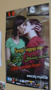 Poster in Out-Right office: "Love deserves respect".