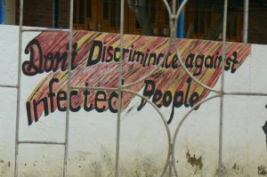 Painted wall posters in a primary school yard in Mariental