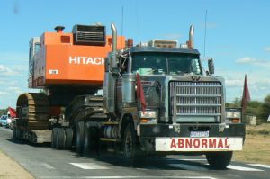 A very abnormal load--giant shovel going to an open mine