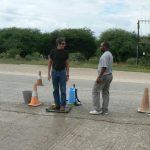 Leaving the Okavango Delta area people must stand in a