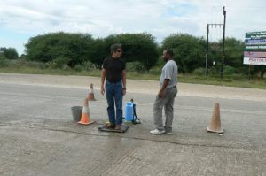 Leaving the Okavango Delta area people must stand in a