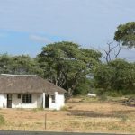 Abandoned thatch-roof house