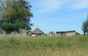 Ovambo tribal village near the Okavango River in northwest Botswana