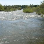 The Okavango River drops four meters in a series of