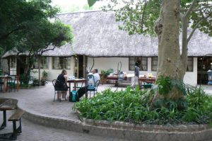 Dining patio at the Island Safari Lodge