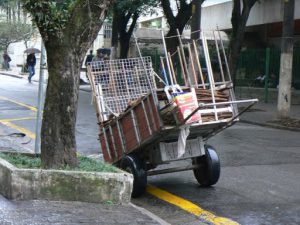 Brazil - Sao Paulo - trash cart along Frei Caneca