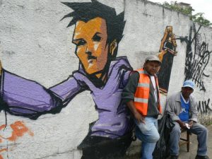 Brazil - Sao Paulo - city workers and graffiti work