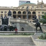 Brazil - Sao Paulo - Plaza Ramos statue details with