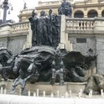 Brazil - Sao Paulo - Plaza Ramos statue details with