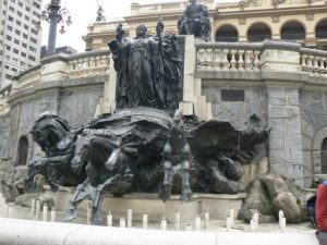 Brazil - Sao Paulo - Plaza Ramos statue details with