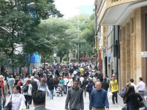 Brazil - Sao Paulo - pedestrian street Rua Sao Bento