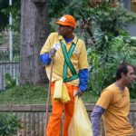 Brazil - Sao Paulo - cathedral square colorful street sweeper