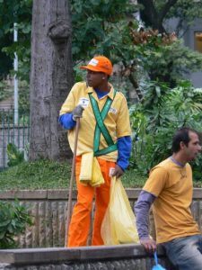 Brazil - Sao Paulo - cathedral square colorful street sweeper