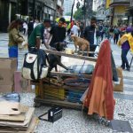 Brazil - Sao Paulo - homeless denizens with cardboard huts and