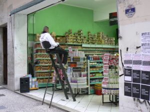 Brazil - Sao Paulo - shop guard watching for store