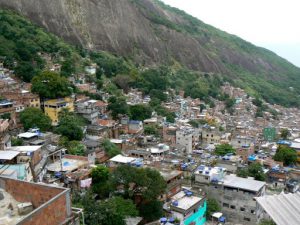 View of Rocinha slum that backs up against the rock