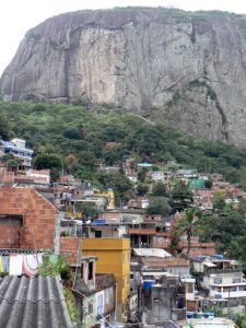 View of Rocinha slum that backs up against the rock
