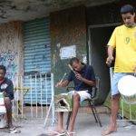 Impromptu drummer band--plastic and tin cans