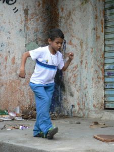 Boy dancer with the can band