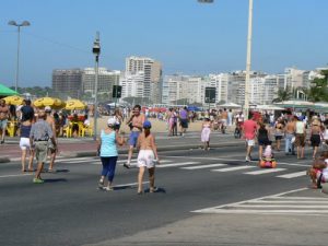 Brazil - Rio - Ipanema Beach; every Sunday, the roadway