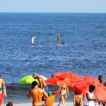 Brazil - Rio - Ipanema Beach  paddle boarders along the