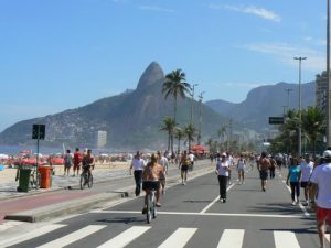 Brazil - Rio - Ipanema Beach; every Sunday, the roadway