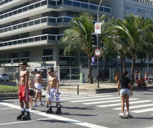 Every Sunday, the roadway closest to the beach is closed