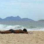 Brazil - Rio - Copacabana Beach  The lone 'survivor' from
