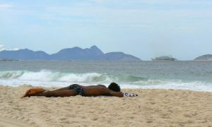 Brazil - Rio - Copacabana Beach  The lone 'survivor' from