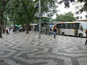 Brazil - Rio City - decorative sidewalks and countless buses