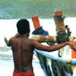 Galle-pushing fishing boats out to sea