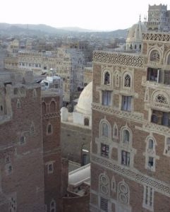 Yemen - Architectural details near Talha mosque in Sanaa (photo