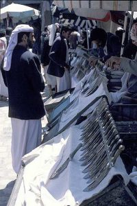 Yemen - Sanaa market with knife (Janbiya) vendors; Janbiya is