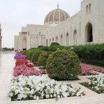 Oman - Muscat, Sultan Qaboos bin Said Grand-Mosque with flowers