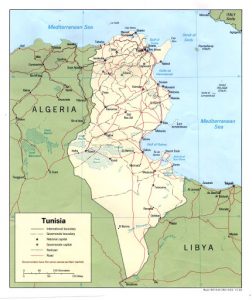 Tunisia - map The land area is almost 165,000 square kilometres